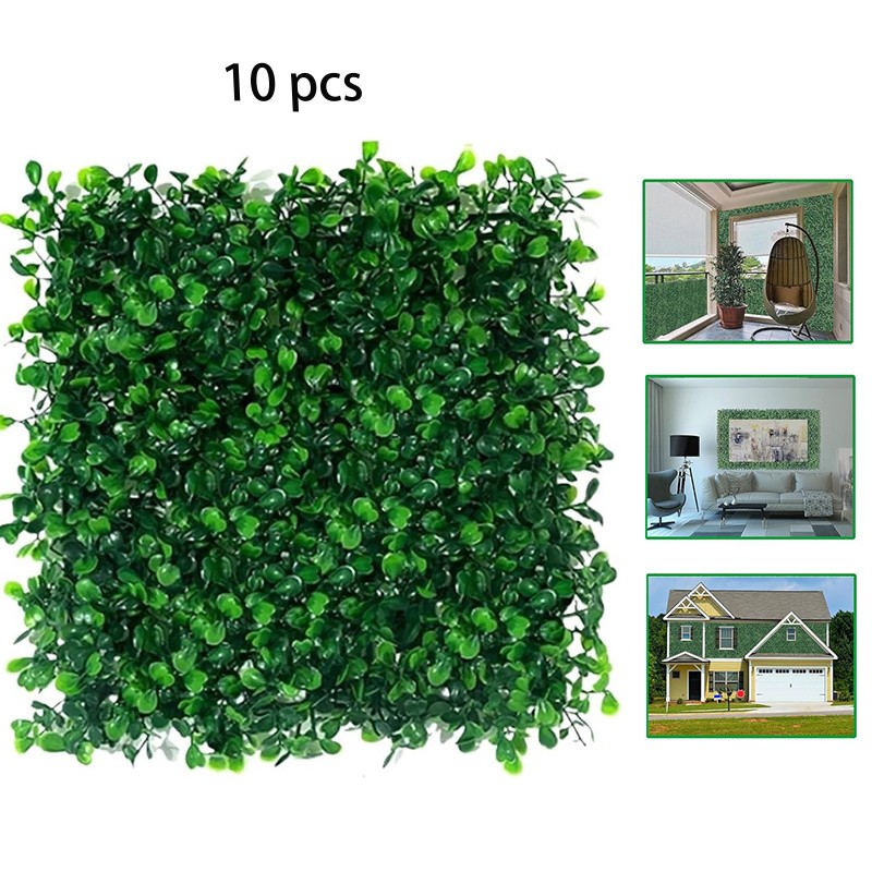 [Indoor Outdoor Decor] 10pcs Artificial Boxwood Hedge Wall Panels: 10 X 10In