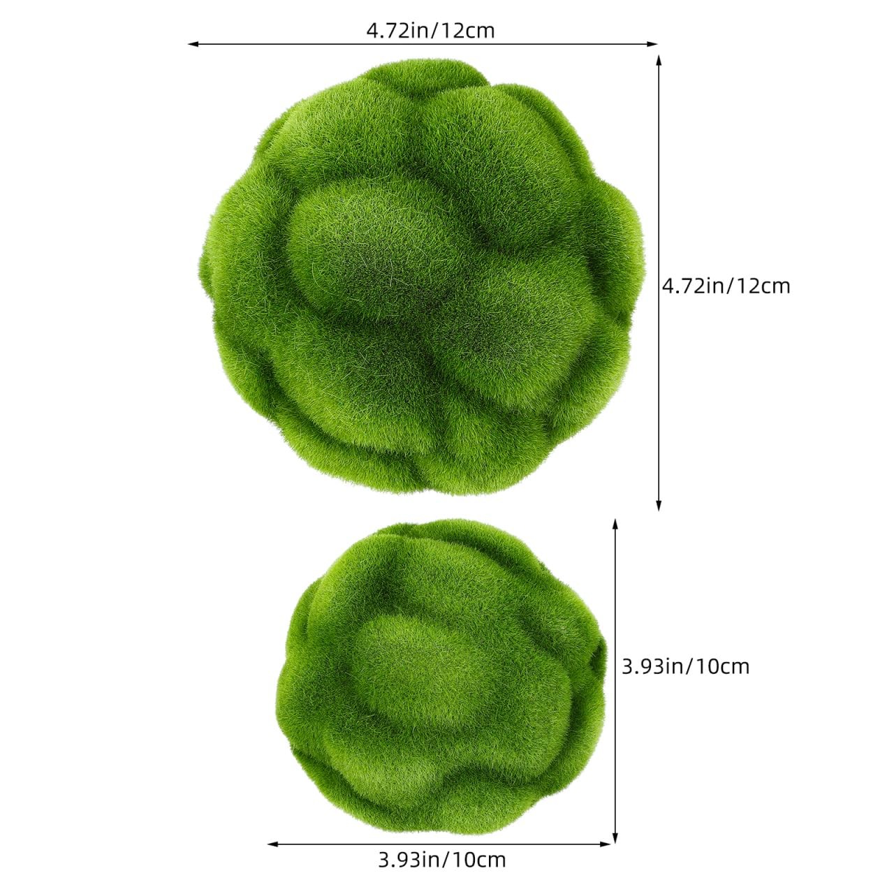 Faux Moss Balls Artificial Plant Decor Set of 2 4.72In Simulated Mossy Topiar…