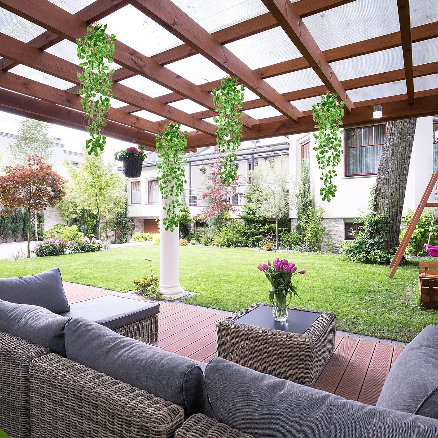 3 Pieces Artificial Hanging Plants 3.3 ft Fake Ivy Vine Leaves Hanging Plants