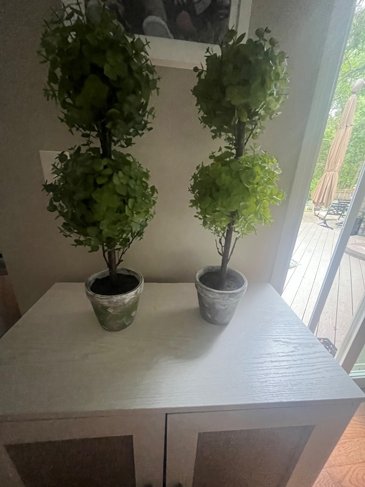Faux boxwood topiary trees Set of 2, 23 inches in height
