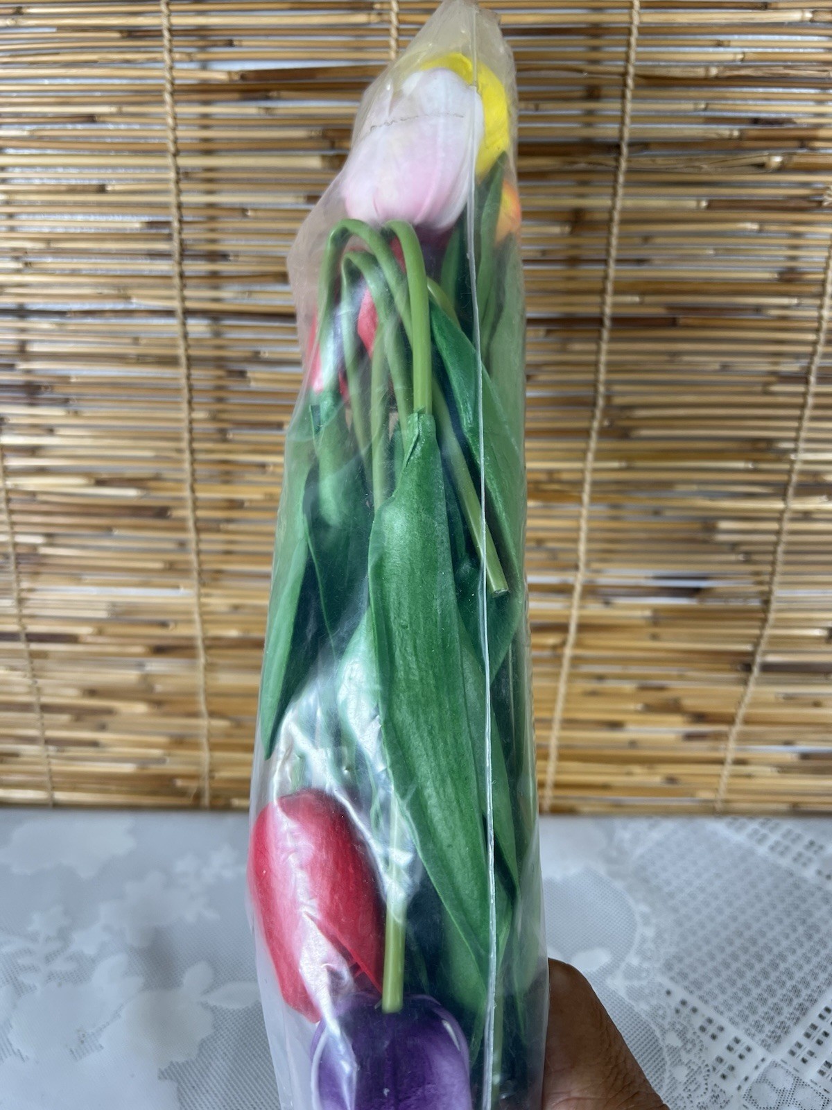 10 Pcs Rainbow Multi Color Real Touch Tulip Bundle Artificial Flower Wedding