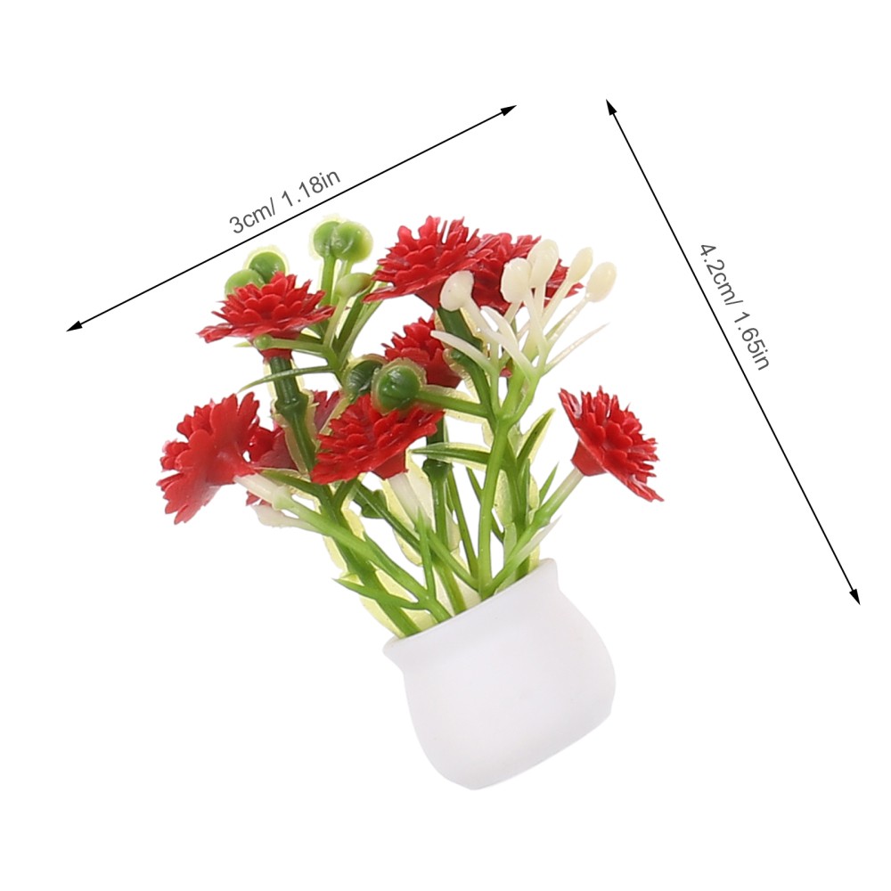 5pcs Mini Flower Pot Set with Artificial Flowers for Dollhouse and Fairy Garden