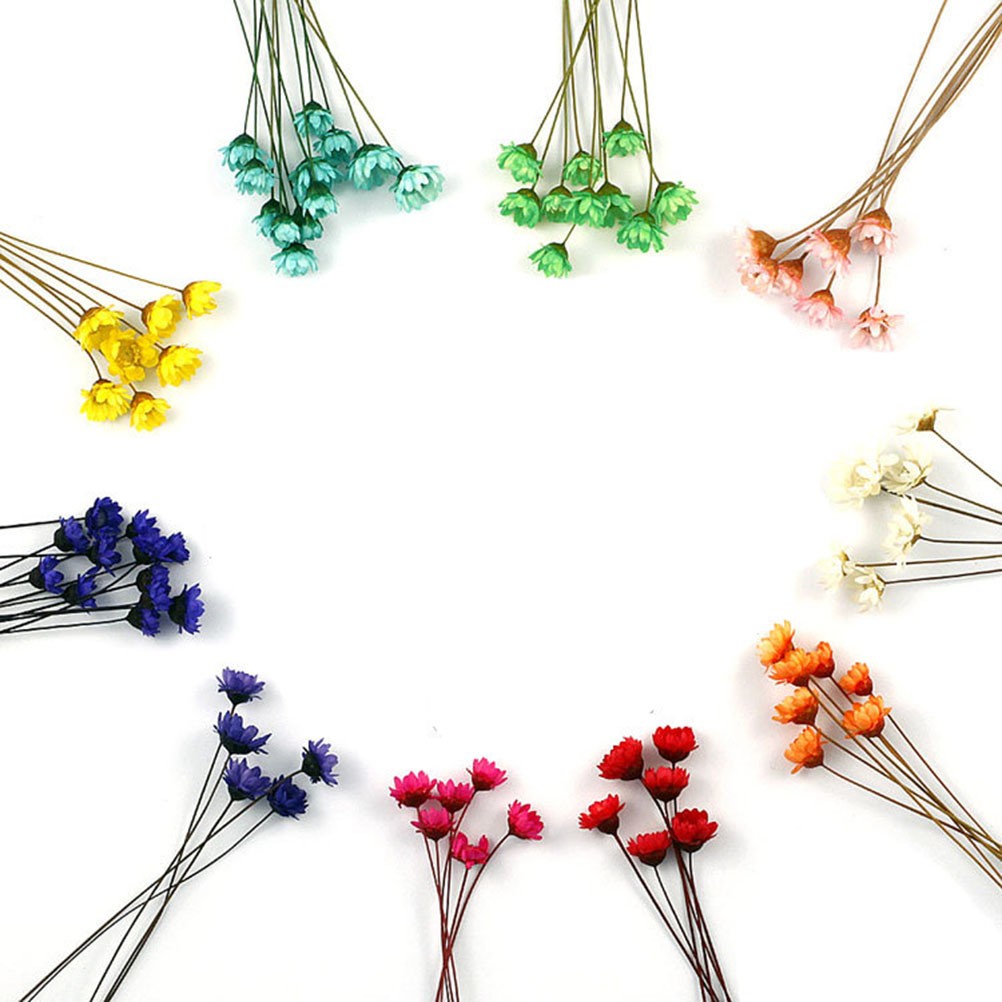100Pcs Handmade Small Star Flower Dried Flowers Mini Daisy Yellow Floral Display
