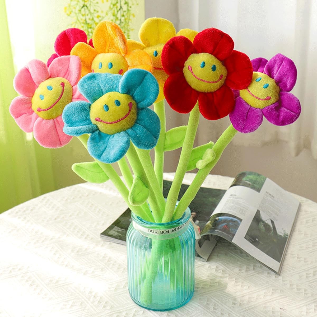Stuffed Artifical Flower,Plush Sunflower Bouquet with Bendable Stems, Stuffed…