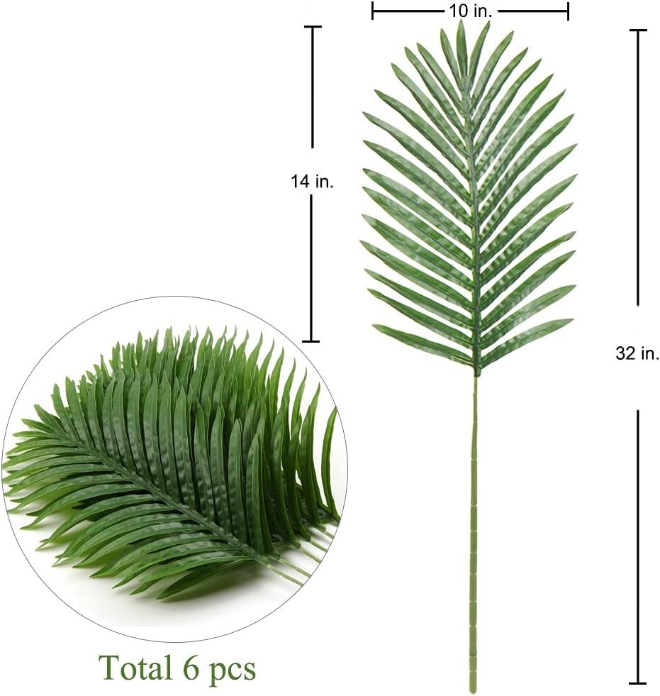 Large Artificial Palm Leaves 6PCS – 30” Faux Fronds for Floral & Event Decor