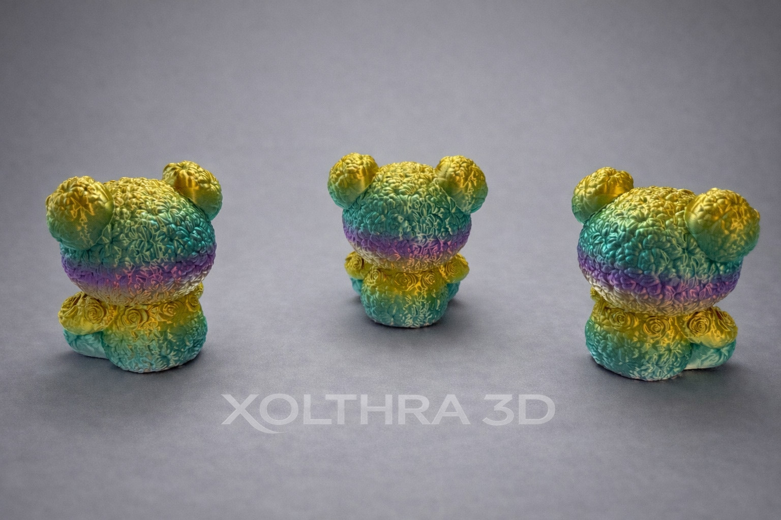Floral Rose Bear 3D Printed Floral Teddy Decor Gift PACK OF 3