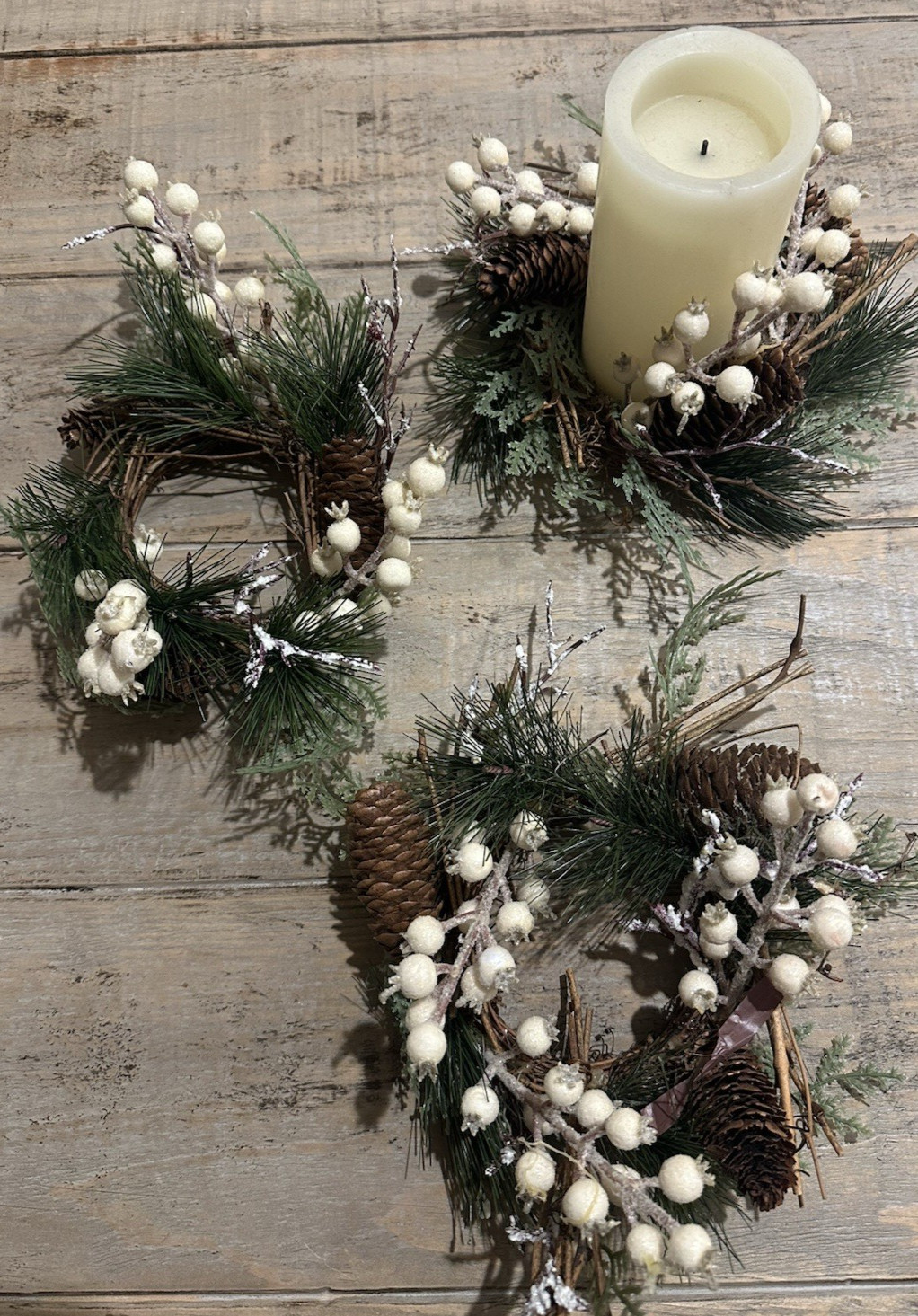 *Hearth & Hand Magnolia *Target Xmas Candle Wreaths set of 3 Joanna Gaines