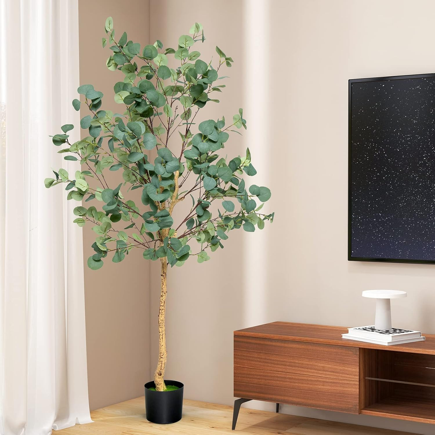 5.5Ft Faux Eucalyptus Tree with 517 Leaves for Home & Office Decor