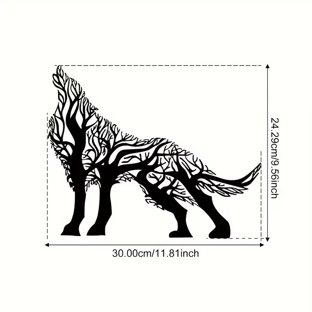 Unique Tree Branch Wolf Iron Wall Art – Elegant Living Room Decor Masterpiece