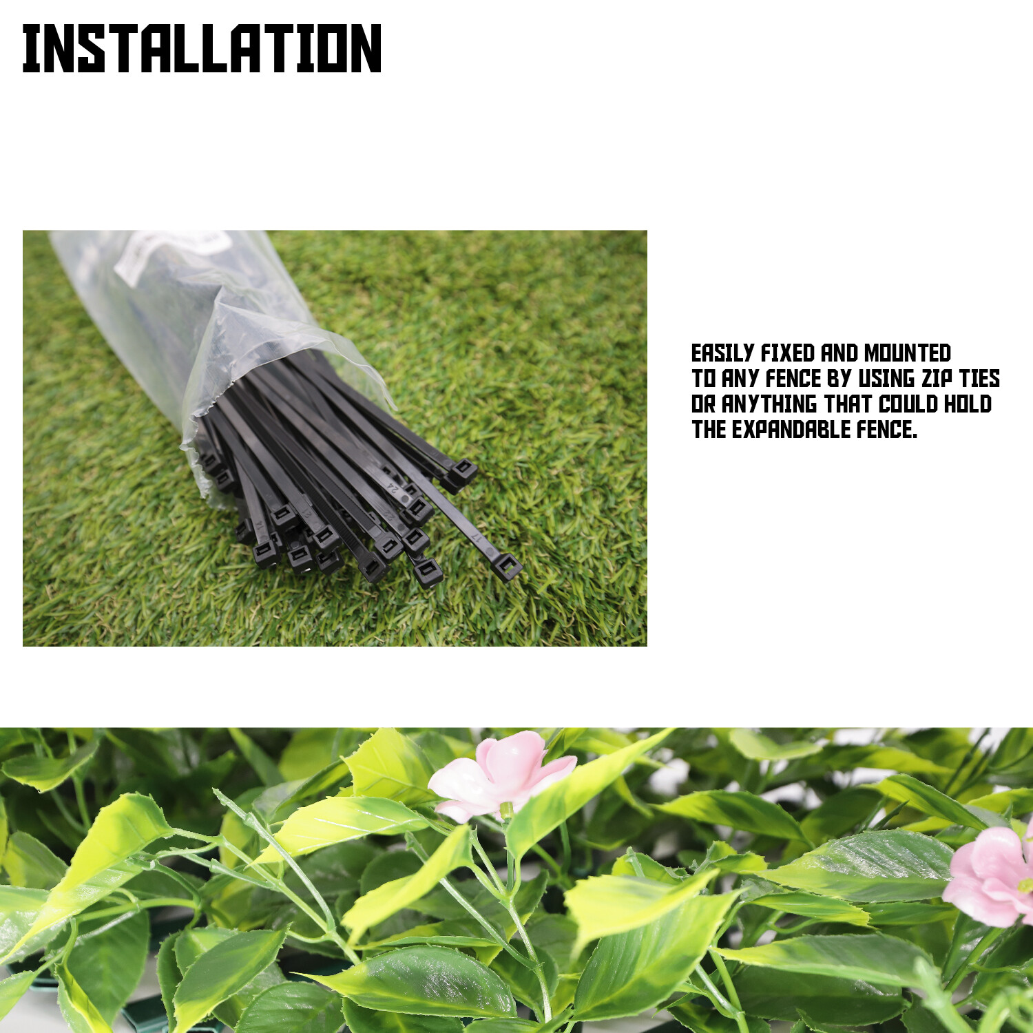 Expandable Artificial Faux Sakura Leaf Privacy Fence Screen Yard Plant Decor