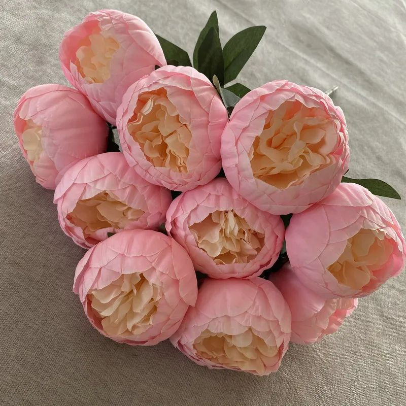 10 Heads Silk Peony Artificial Flowers Bouquet | Large Peonies Valentines Decors
