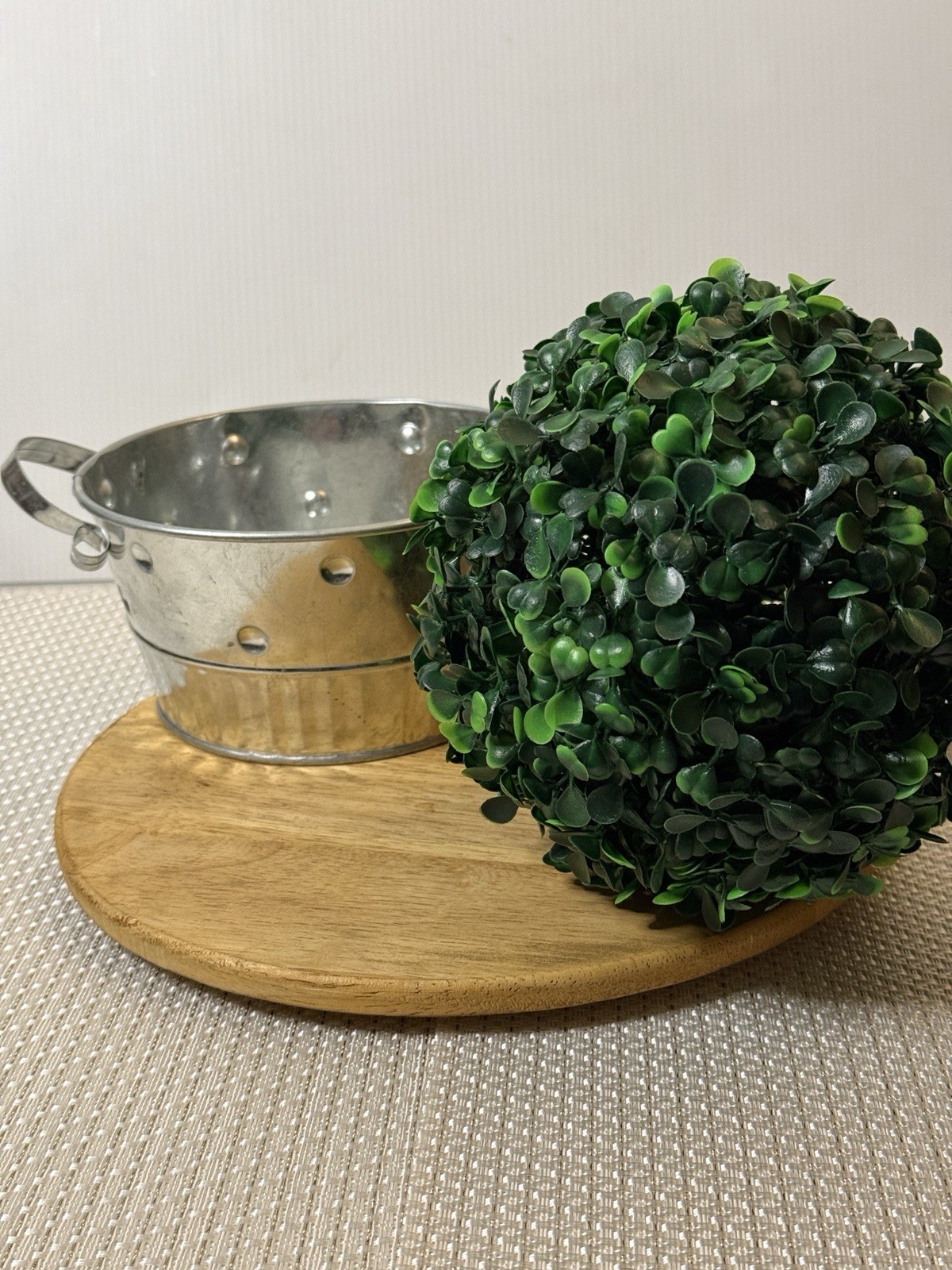 Hobby Lobby Artificial 6 x 6 Greenery Sphere Round AND Metal Pail Container New