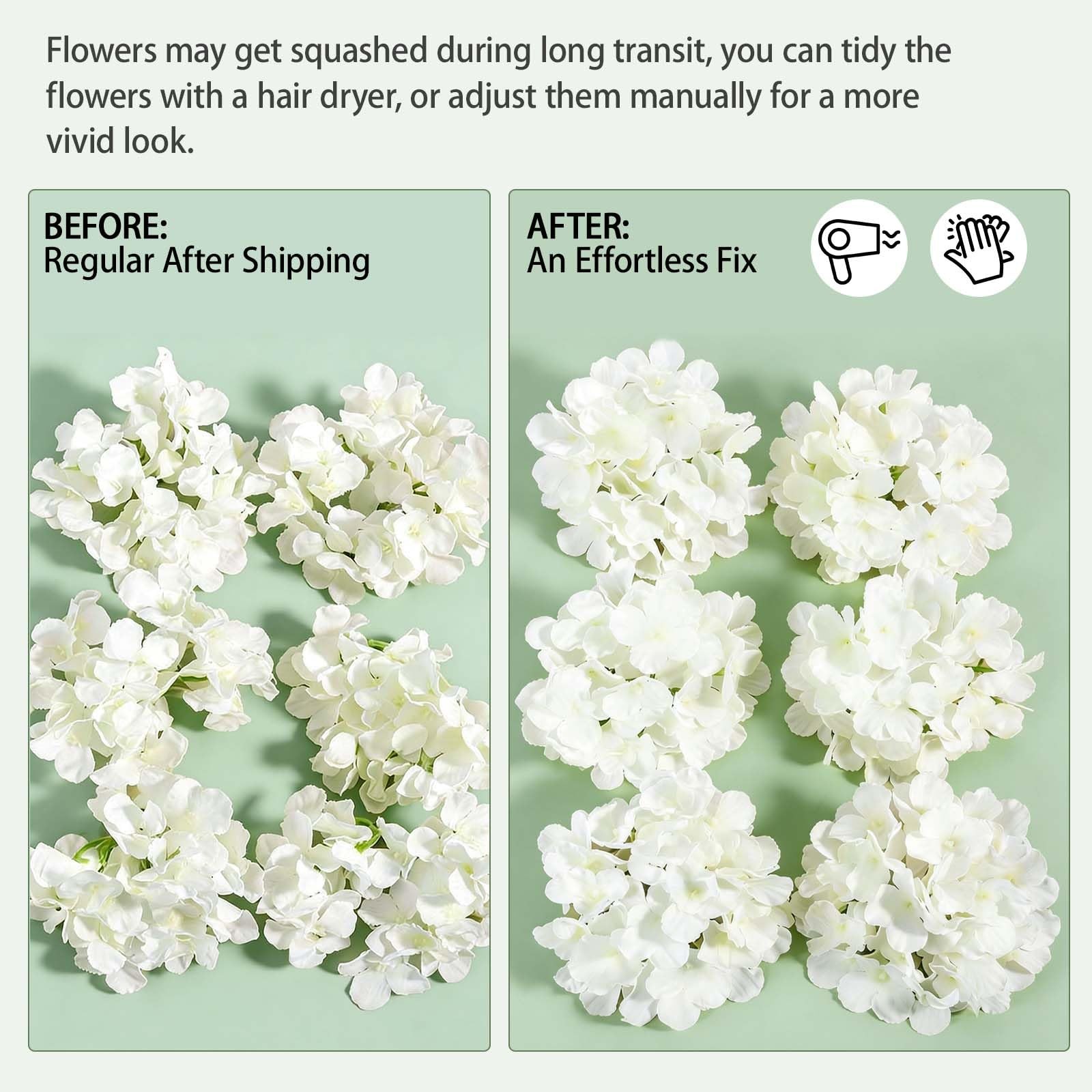 100 PCS White Hydrangea Artificial Flowers, Faux Hydrangea Flowers, Fake Hydr…