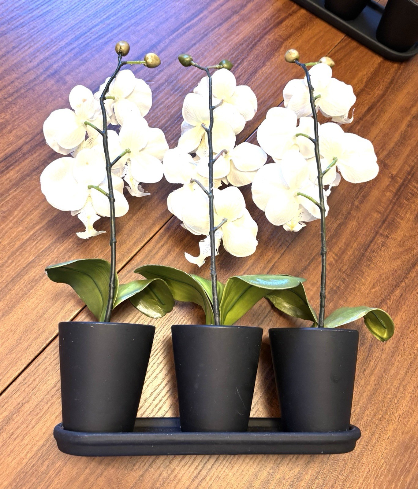 Silk Flowers In Pots Table Shelf Decor Two Arrangements Orchids