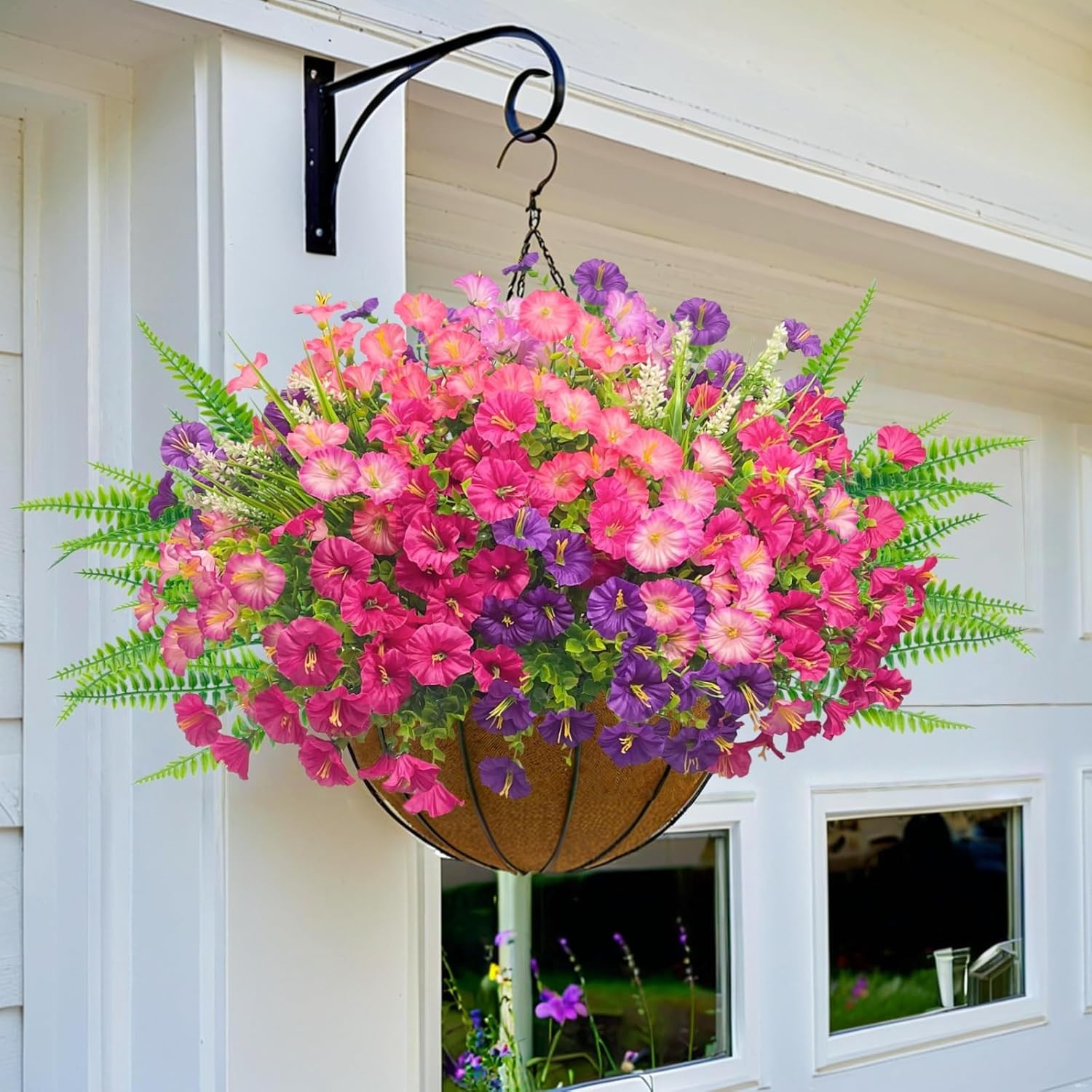 Artificial Petunias Flowers Faux Plants for Spring Outdoor Porch Planter