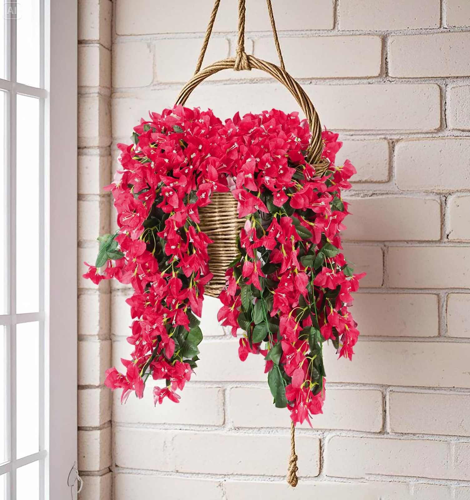 Bougainvillea Artificial Flowers Outdoor Decor – 2PCS Faux Silk Vines, UV Res…