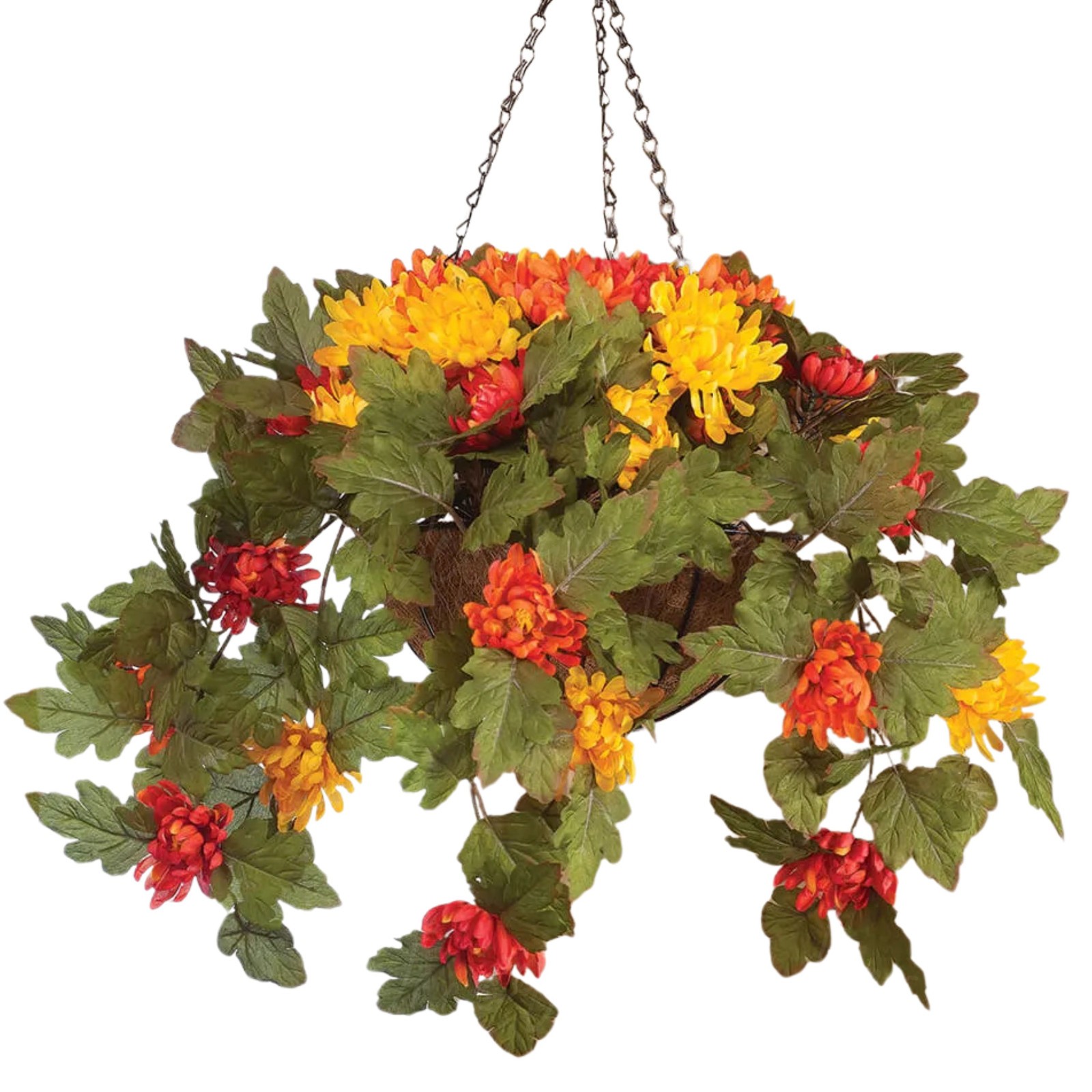 Large Artificial Multicolor Mum Hanging Basket Indoor Outdoor Patio Garden Decor