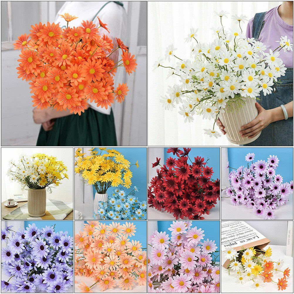 Artificial Silk Daisy Flower with Long Stems for Home Decor Indoor Outside Table