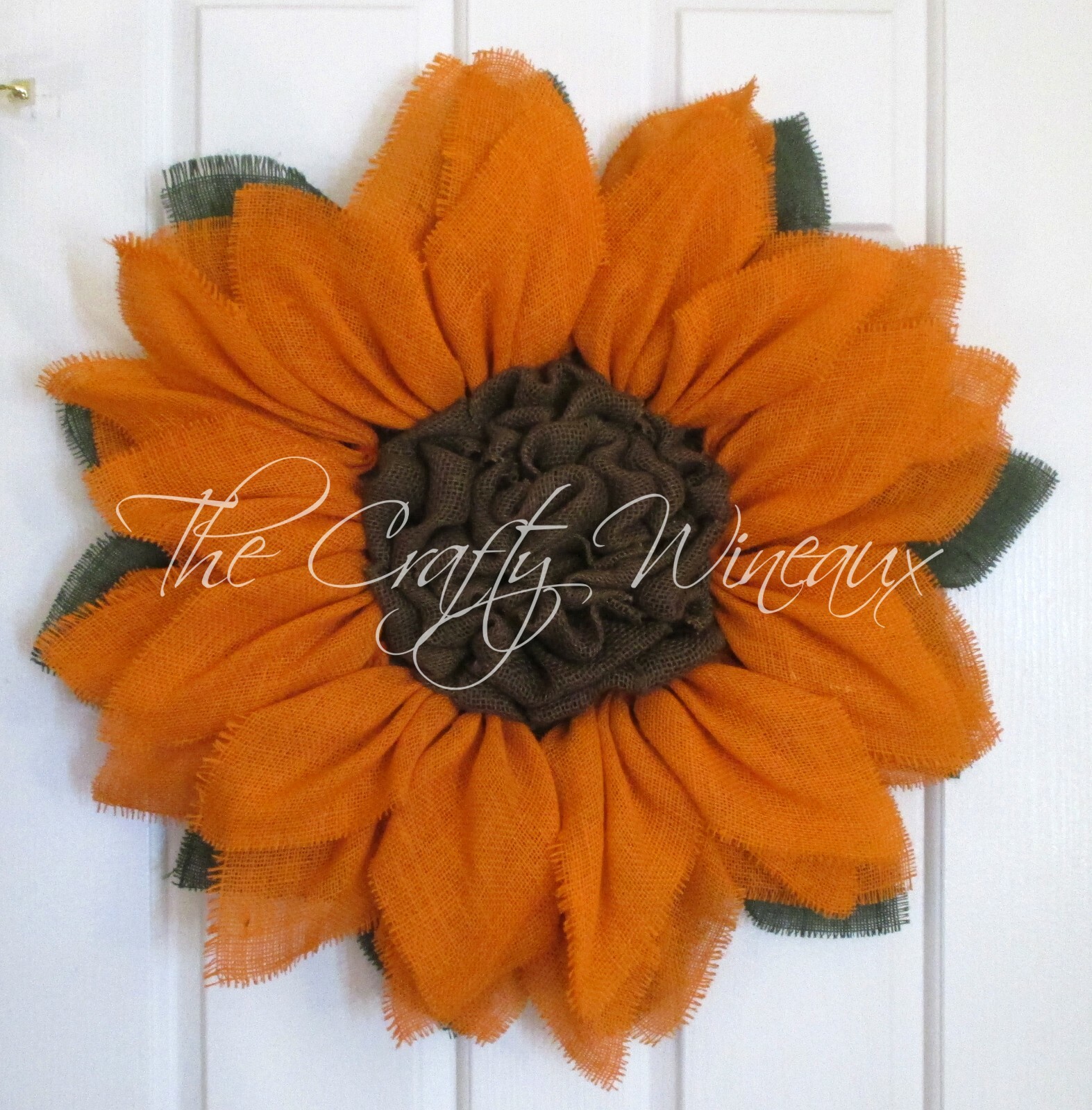 The Crafty Wineaux – Large 25″ Orange Burlap Sunflower Wreath