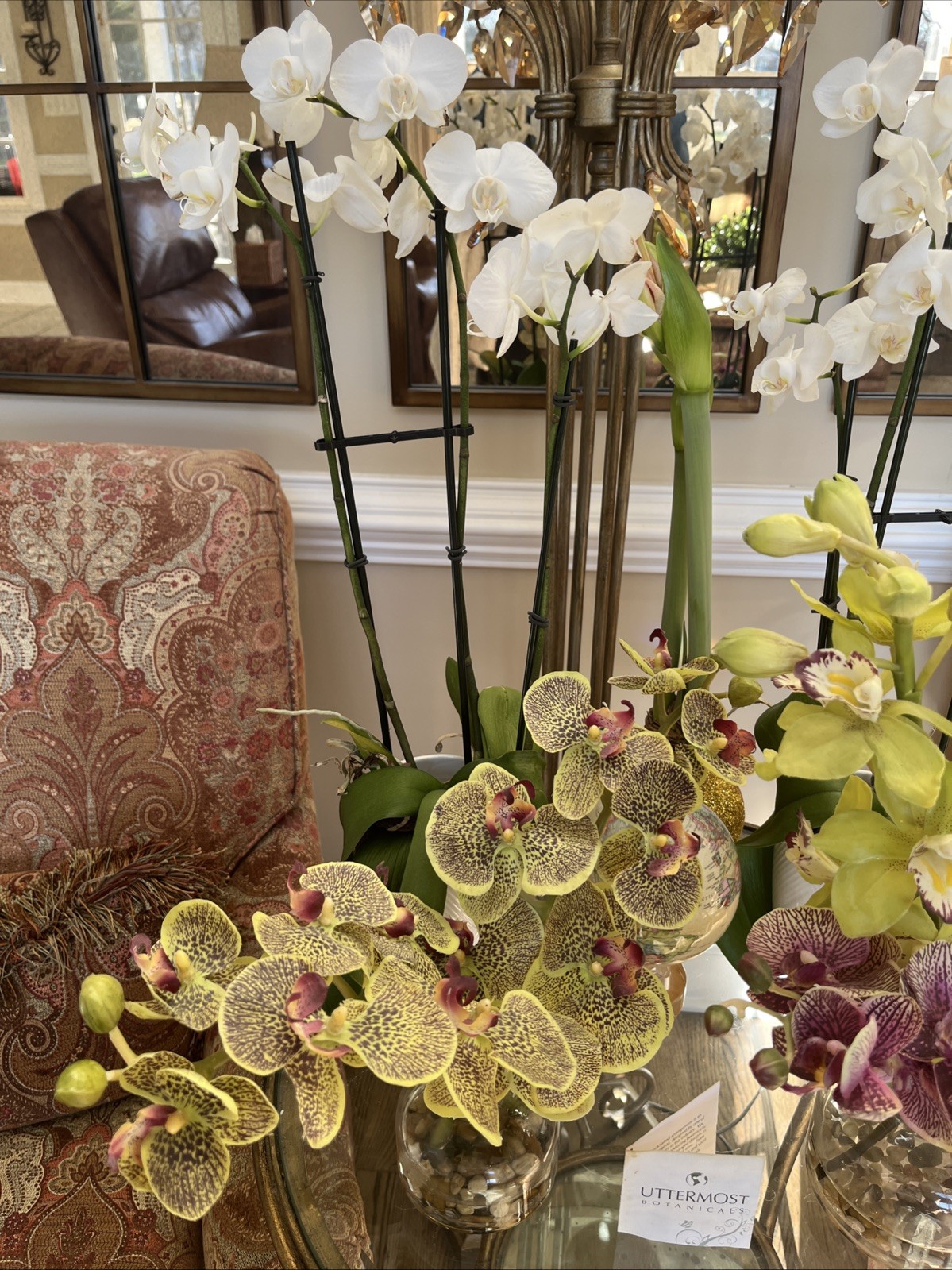 Uttermost – Gorgeous Faux Orchids ***PAIR 18” Tall 12” Tall TWO for Price ONE!