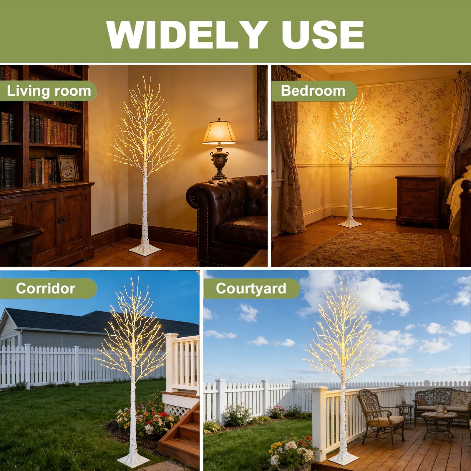 6FT Lighted Twig Birch Tree with Fairy Lights, 260 LED Birch Tree Lights with…