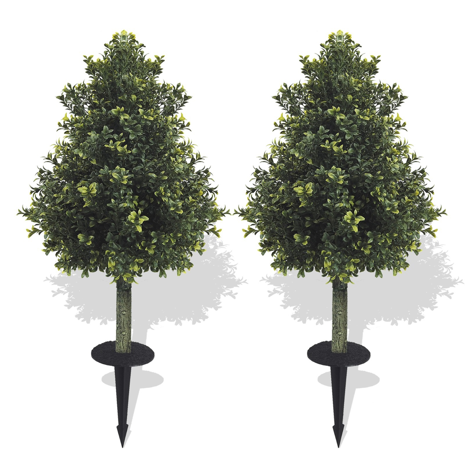 2Pack Artificial Boxwood Topiary, Outdoor Fake Evergreen Plants with GroundStake