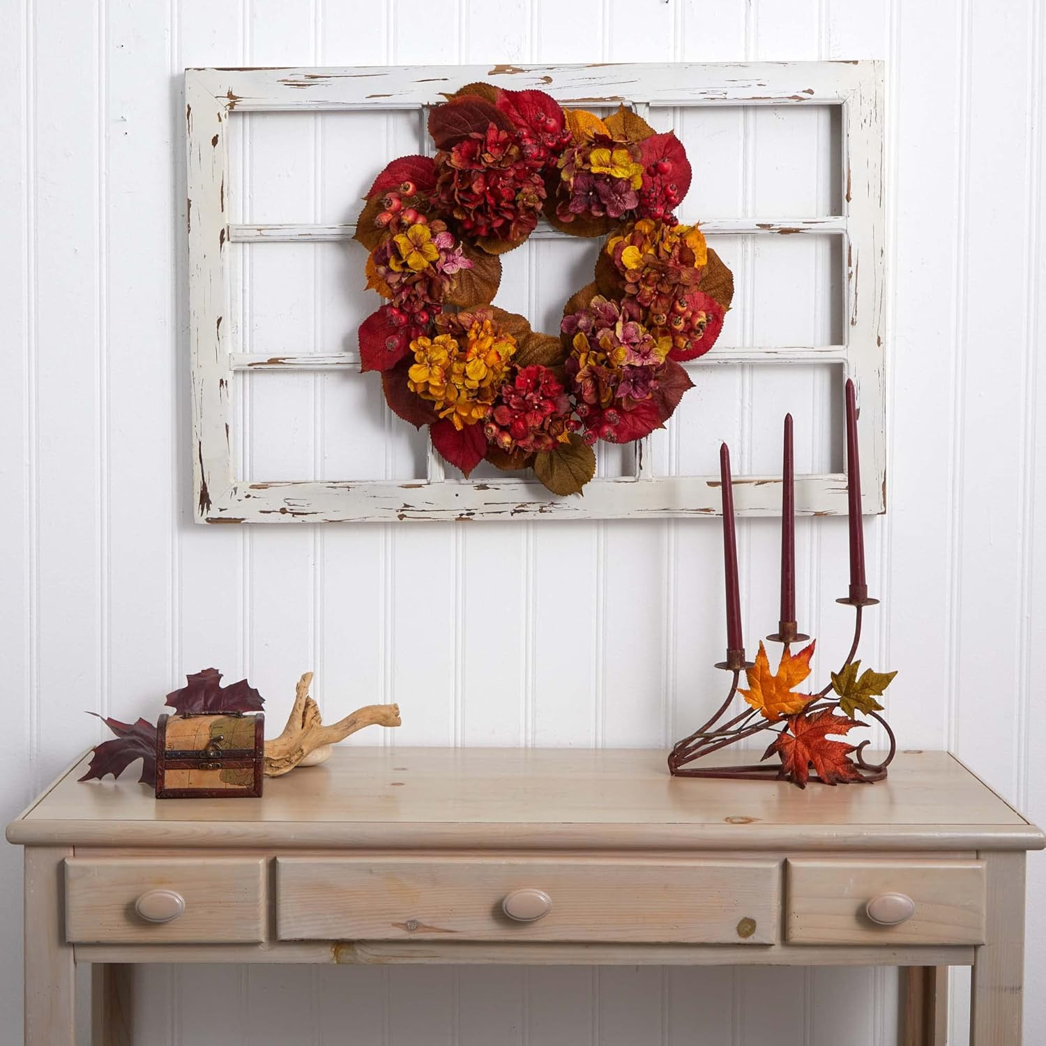 4176 24″ Fall Hydrangea Wreath Multi/Color