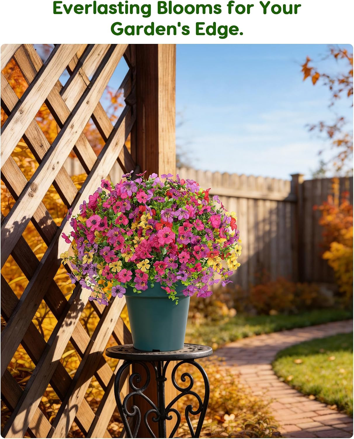 Artificial Flowers for Outdoors- 20” Potted Plant Fake Silk Daisy Bush-Uv Resist