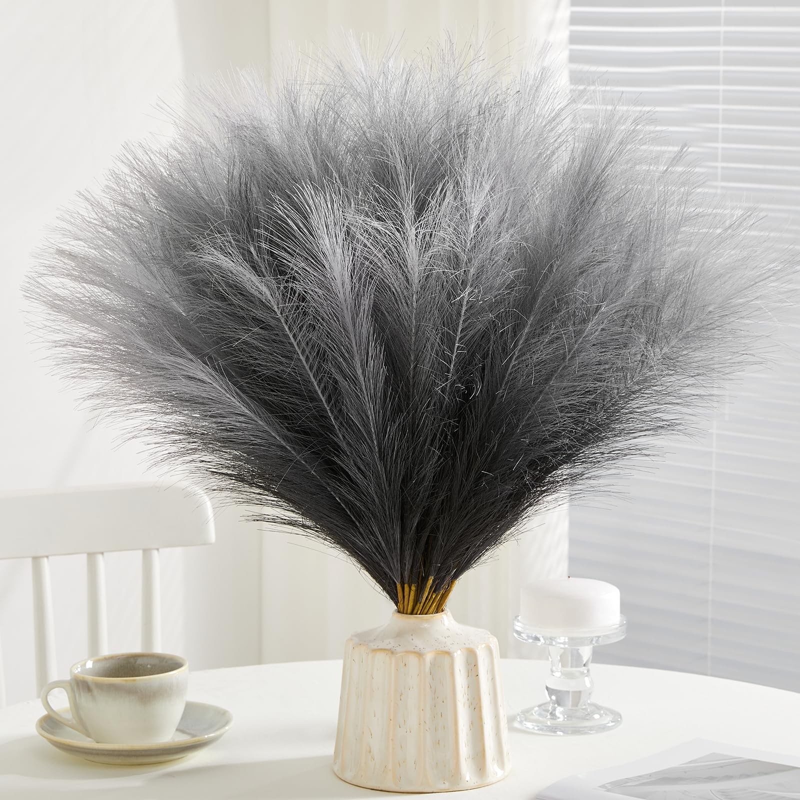 50pcs Faux Pampas Grass,17.7″ Artificial Fluffy Pampas Grass Decor Short Fake…
