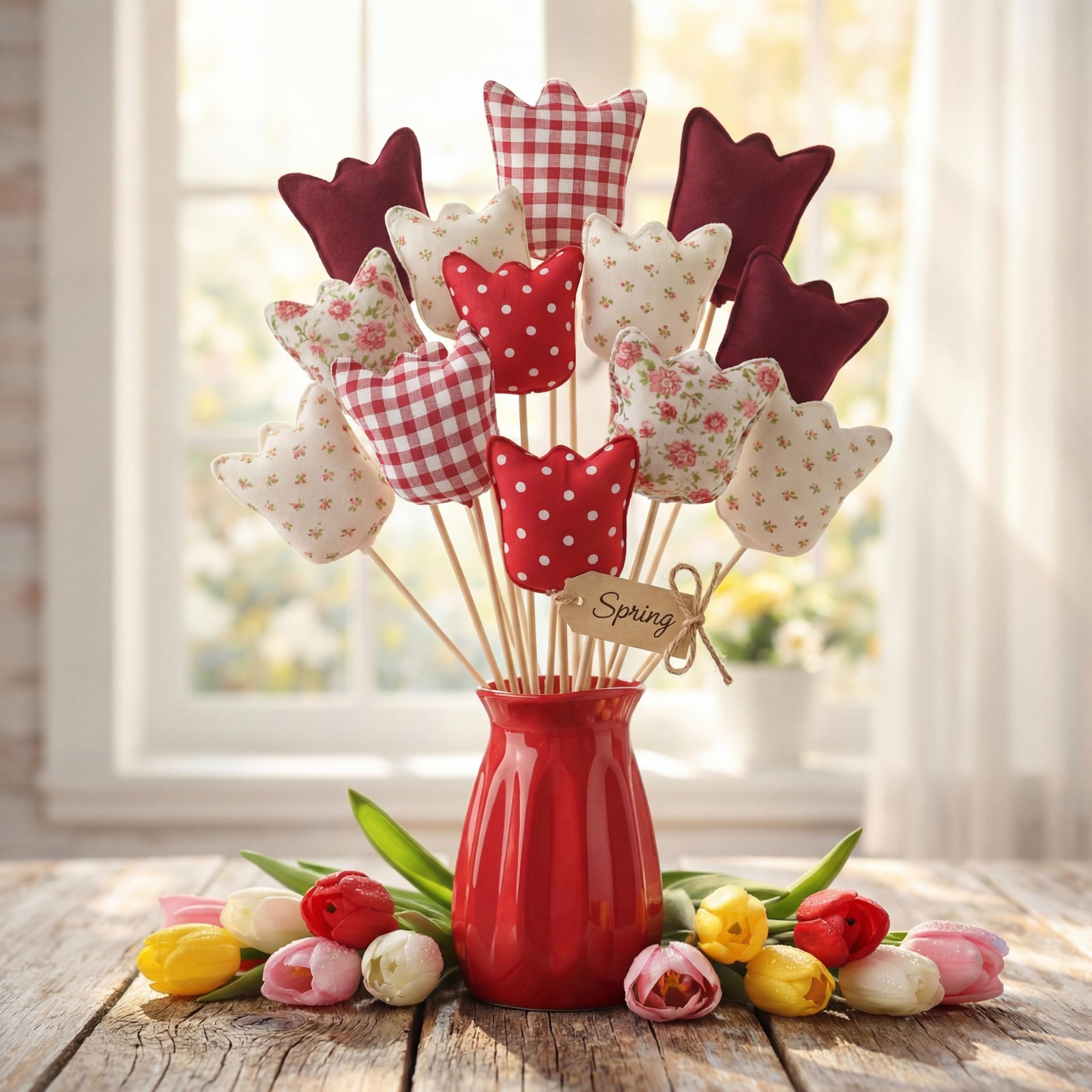 12 Pcs Fake Tulips Picks Spring Decoration Artificial Flowers Picks 13 Inch 3…