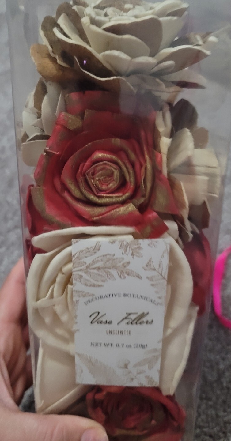 DECORATIVE BOTANICALS UNSCENTED FLORAL RED & IVORY FLOWERS VASE FILLERS NEW