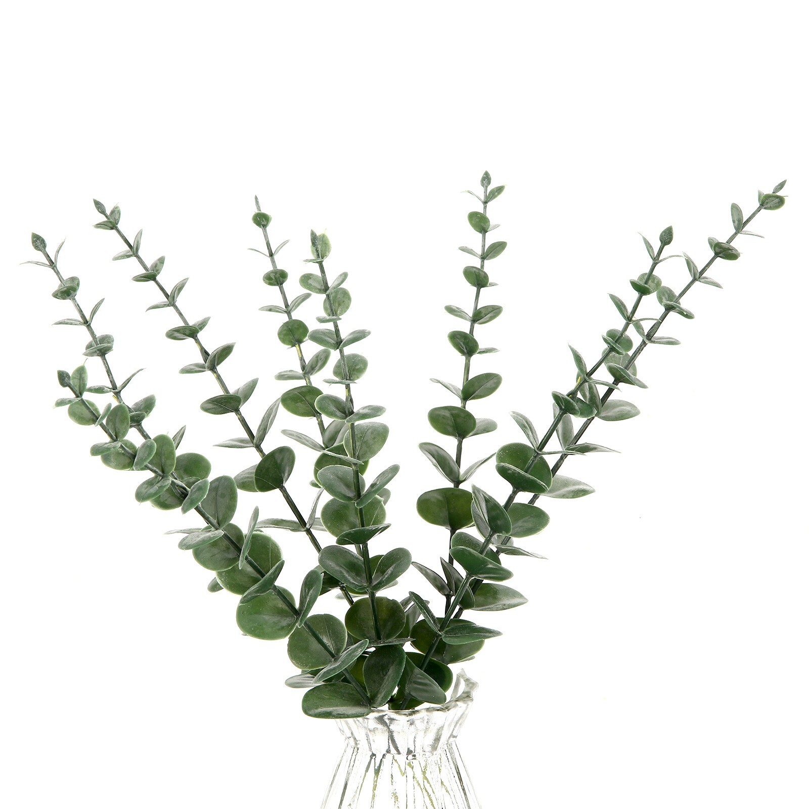 EZFLOWERY 24 Pcs Artificial Eucalyptus Leaves Stems Real Touch Green Leaf