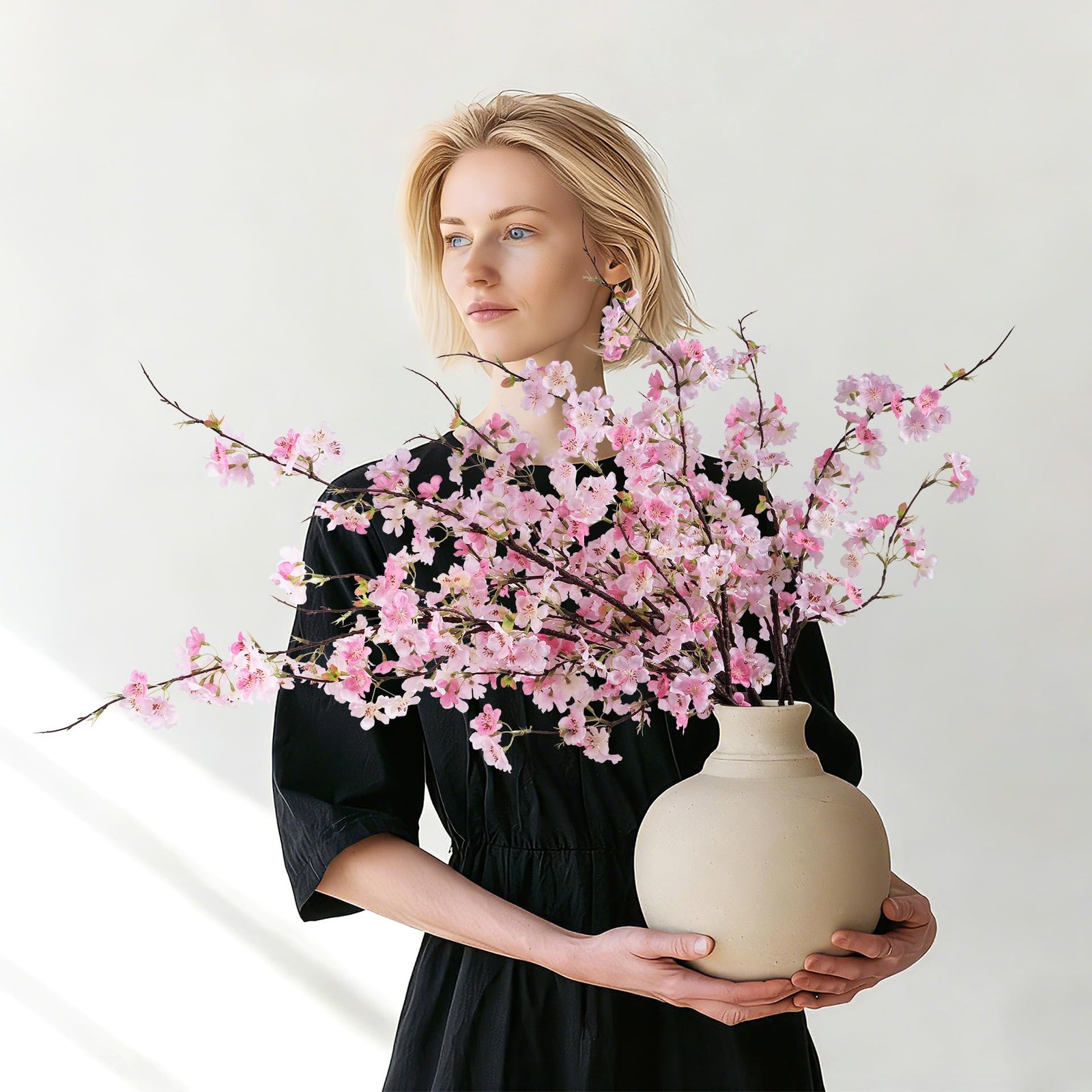 Artificial Cherry Blossom Branches 27.6In Silk Cherry Blossom Branches Long S…
