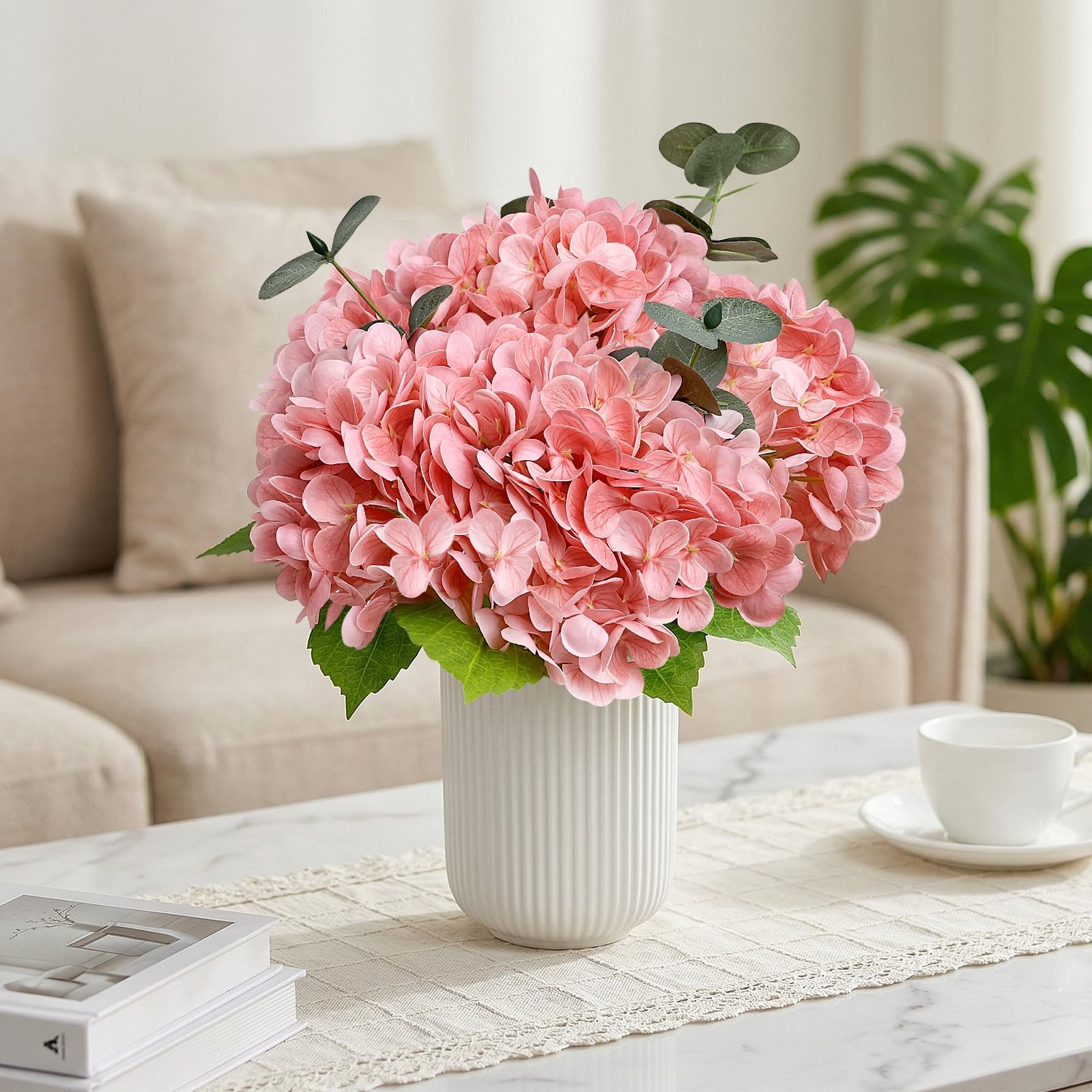 Fake Flowers in Vase – Hydrangea with Ceramic Vase