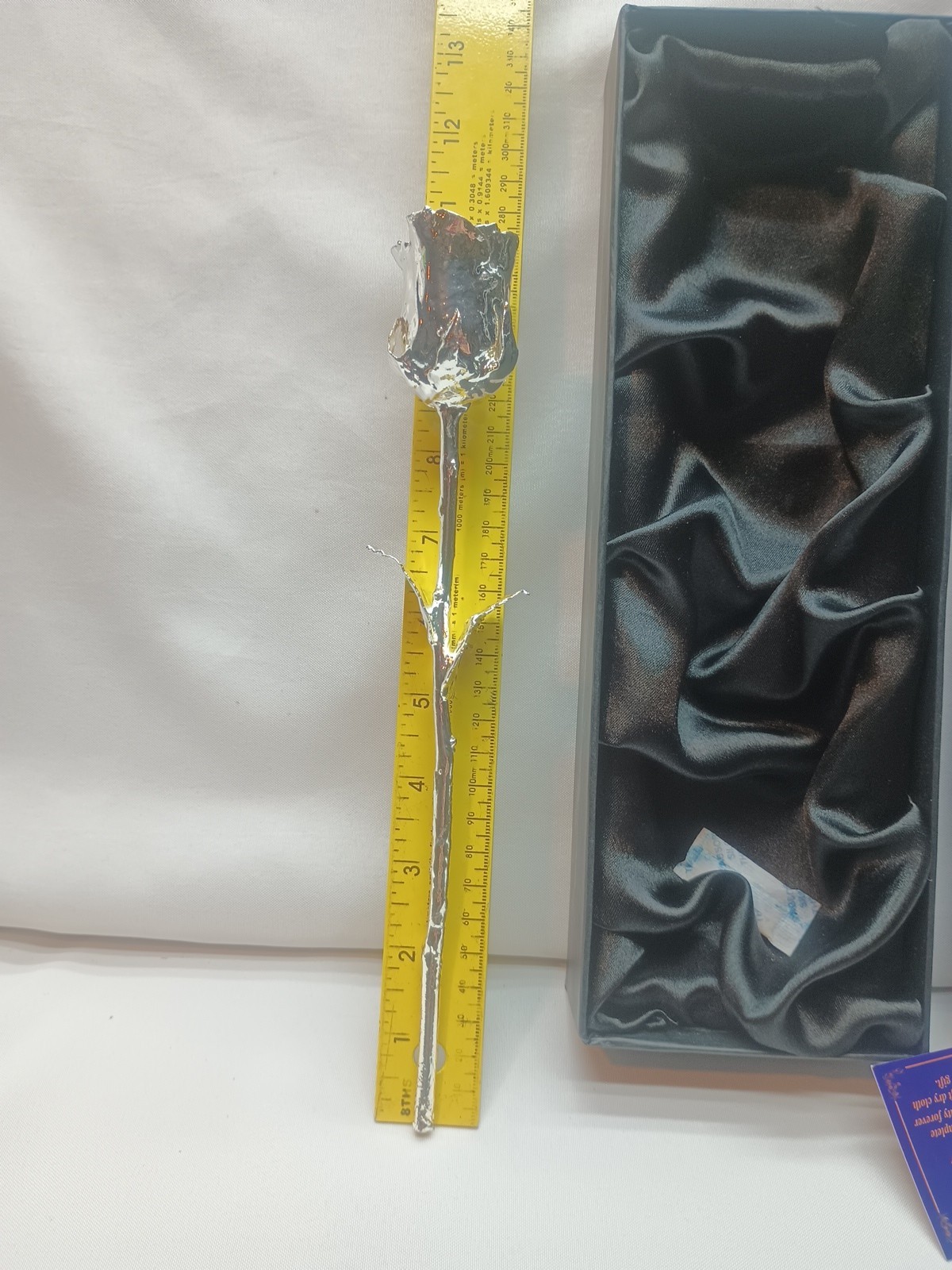 Genuine Silver Dipped Rose – Stem Petals and Leaves 12″
