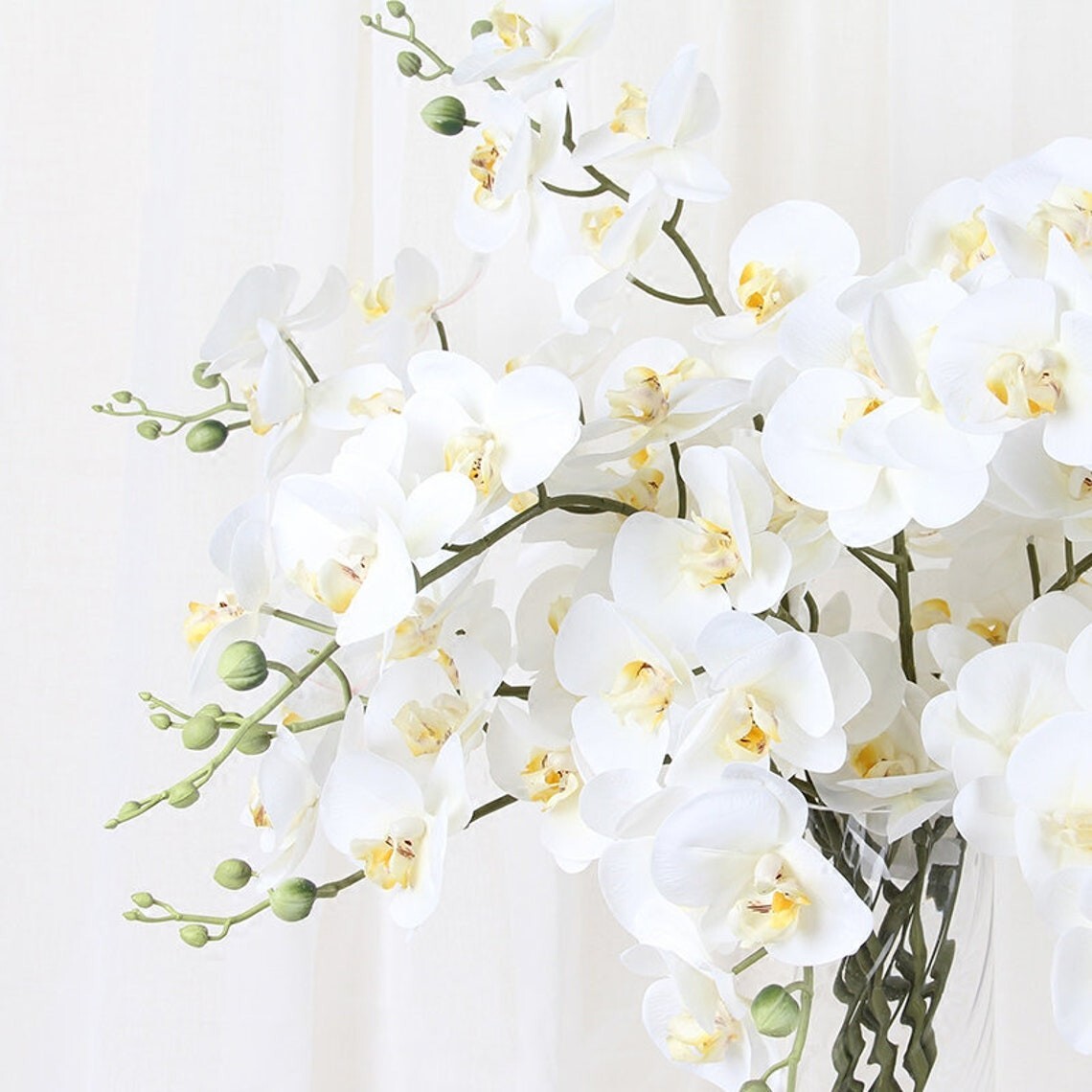 Artificial Orchid Stems Decor with 9 Phalaenopsis Flowers for Home Wedding Decor