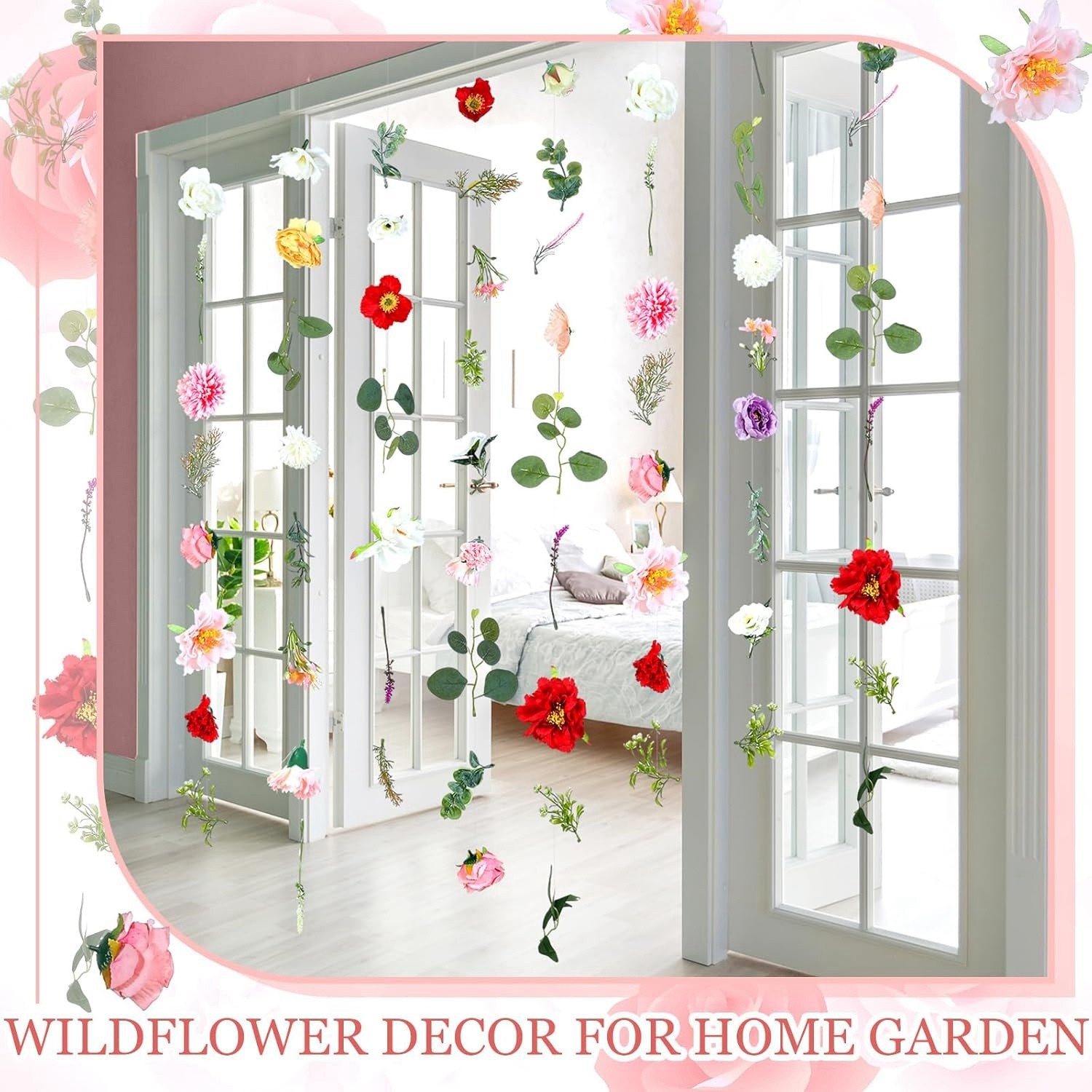 6 Pcs 39.4ft Artificial Wildflower Garlands, Faux Silk Flower Vines,2546