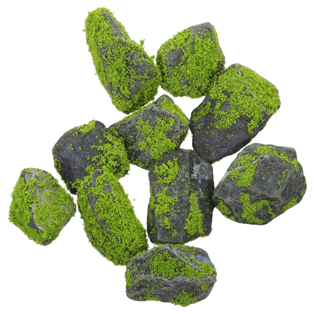 10pcs Artificial Moss Rocks for Terrarium Landscaping, Realistic Faux Green