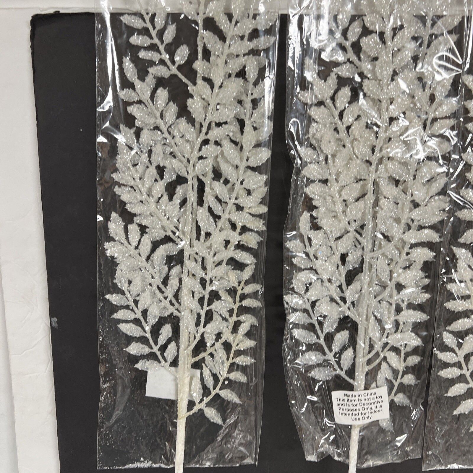 6pc Shimmering Leaf Picks Twig Branch White Valerie Parr Hill Christmas 24.5”
