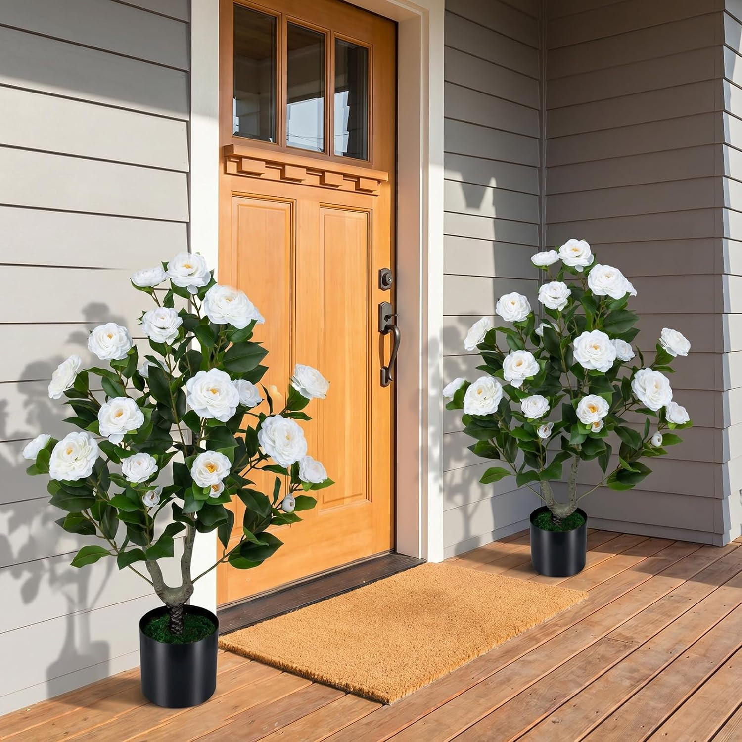 35.5’’ Artificial Camellia Tree, Flower Plants Artificial Tree, Faux Floral Plan