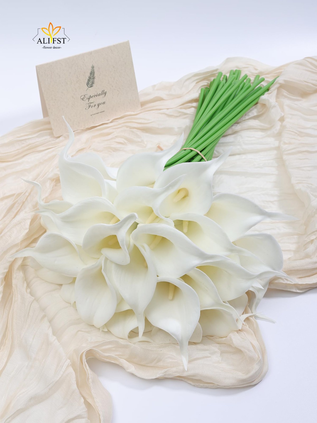 30Pack Real Touch PU Latex Artificial Calla Lily Flowers for Wedding Party and H