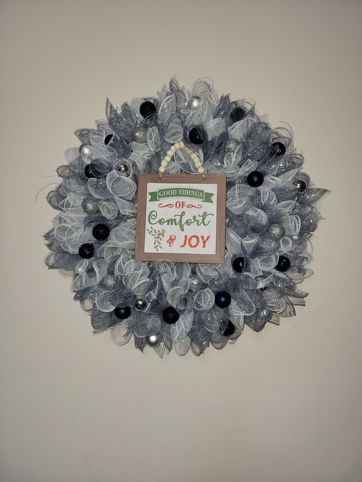 Christmas Joy Happy Holidays Mesh Front Door Wreath Wall Decoration Merry Christ