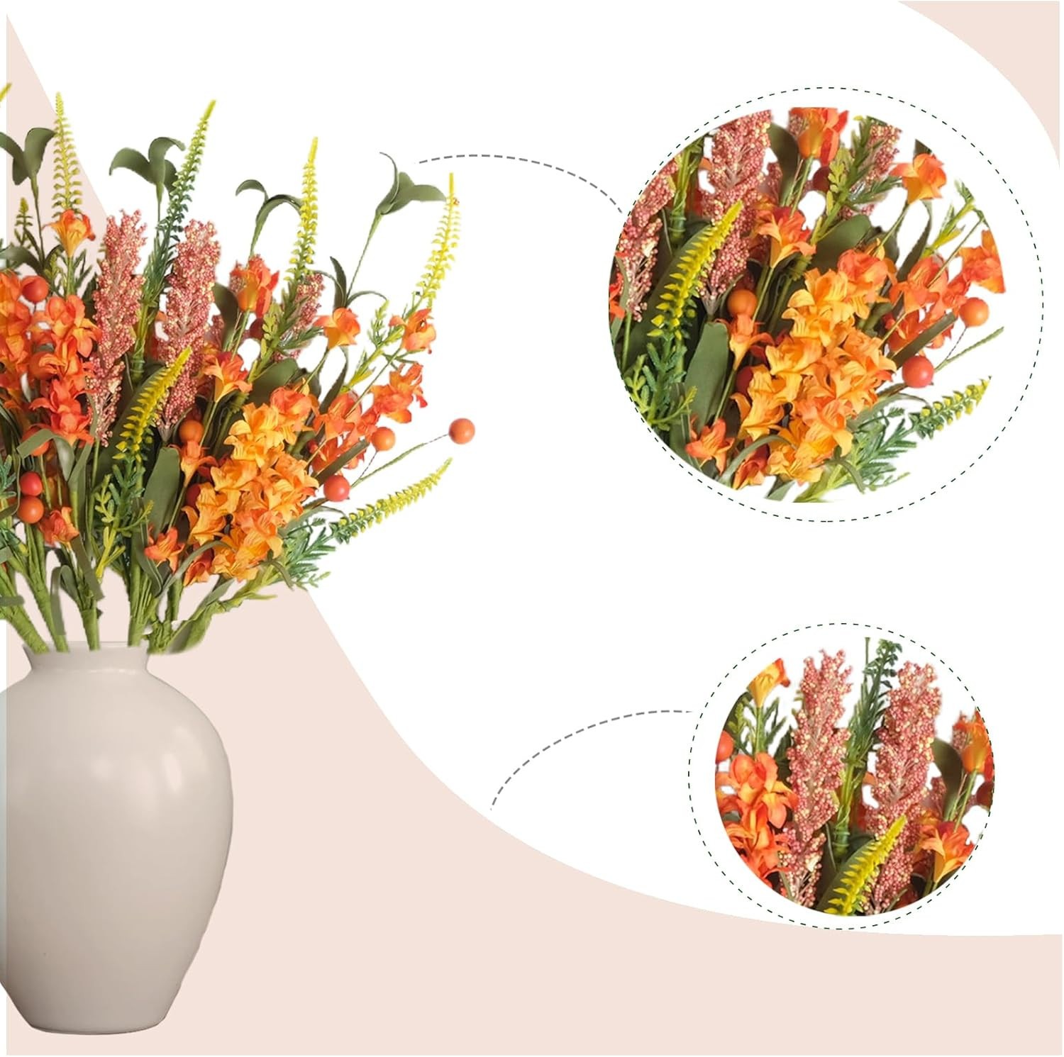 16″ Fall Orange Yellow Forsythia Flower Picks Autumn Gradient Berries Boquet