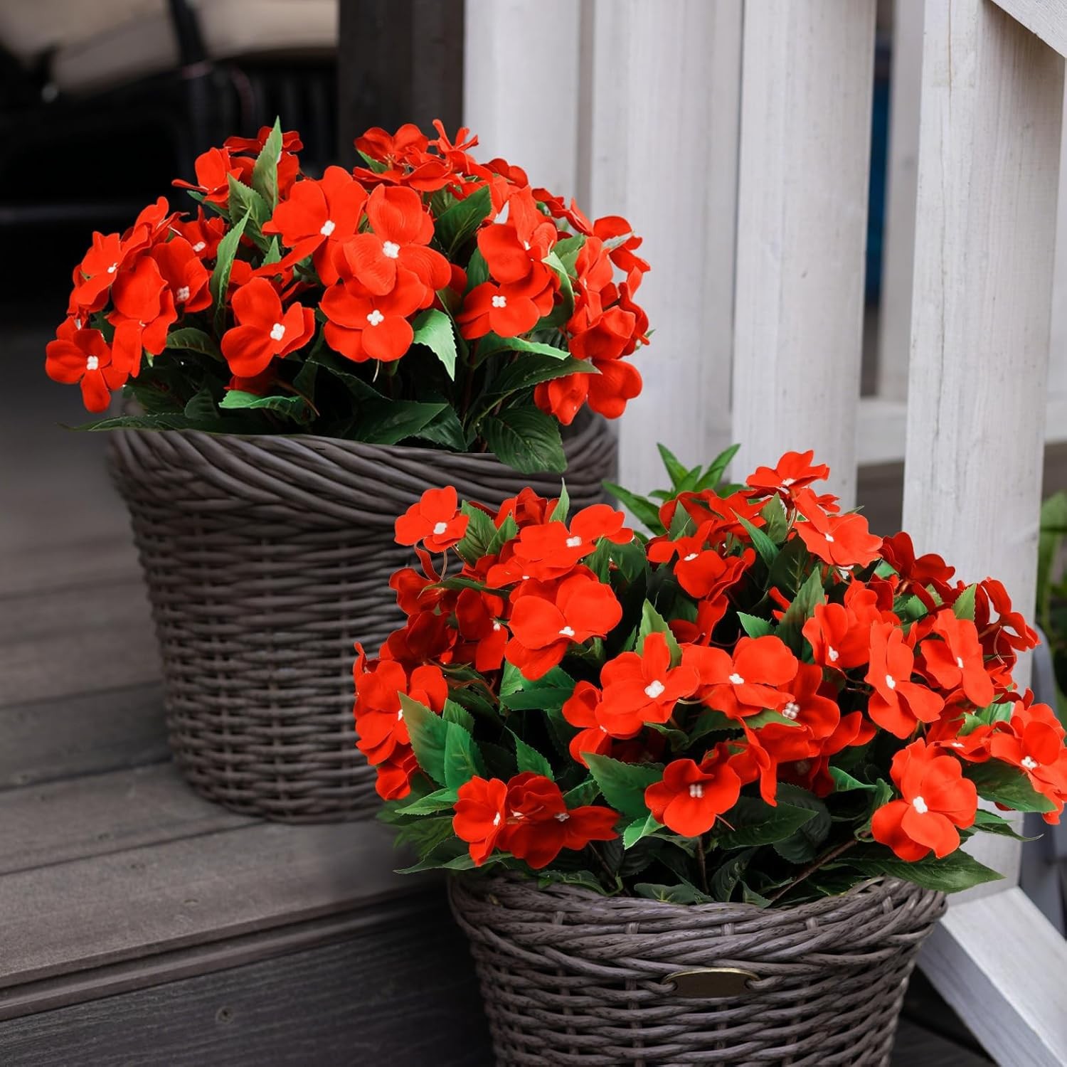 6 Pcs Artificial Red Christmas Flowers Christmas Decor, Velvet UV Resistant F…