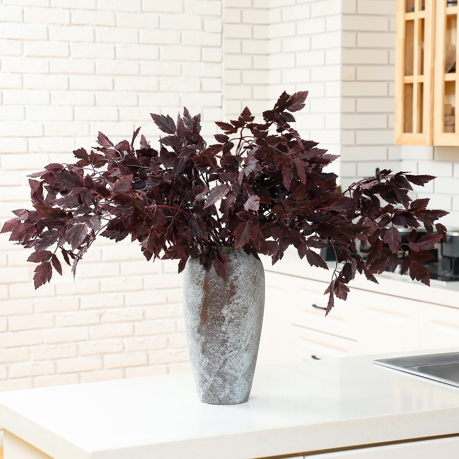 6 Pack 36 Inches Artificial Cimicifuga Plant Leaf Spray Faux Plum Cimicifuga …