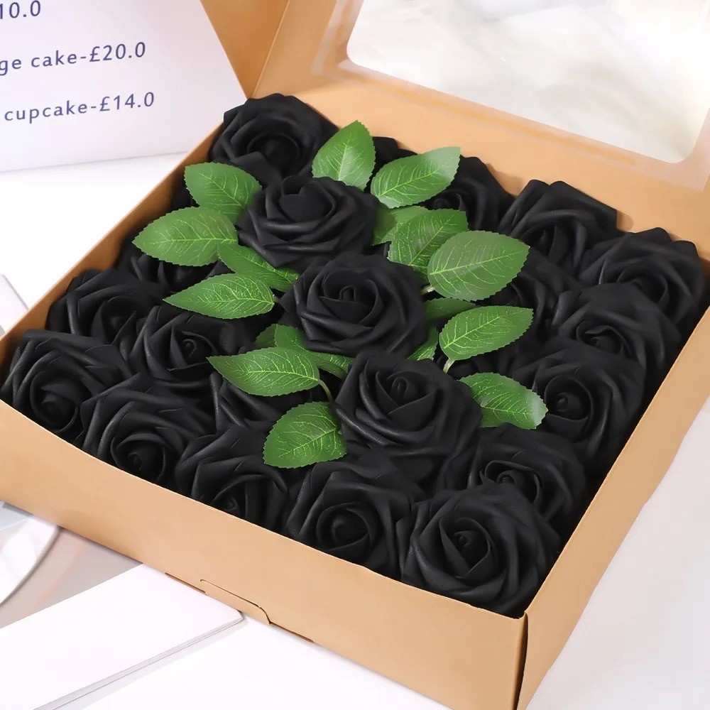 25pcs Artificial Flowers, Fake Flowers Roses W/stem For DIY Wedding Bouquets Cen