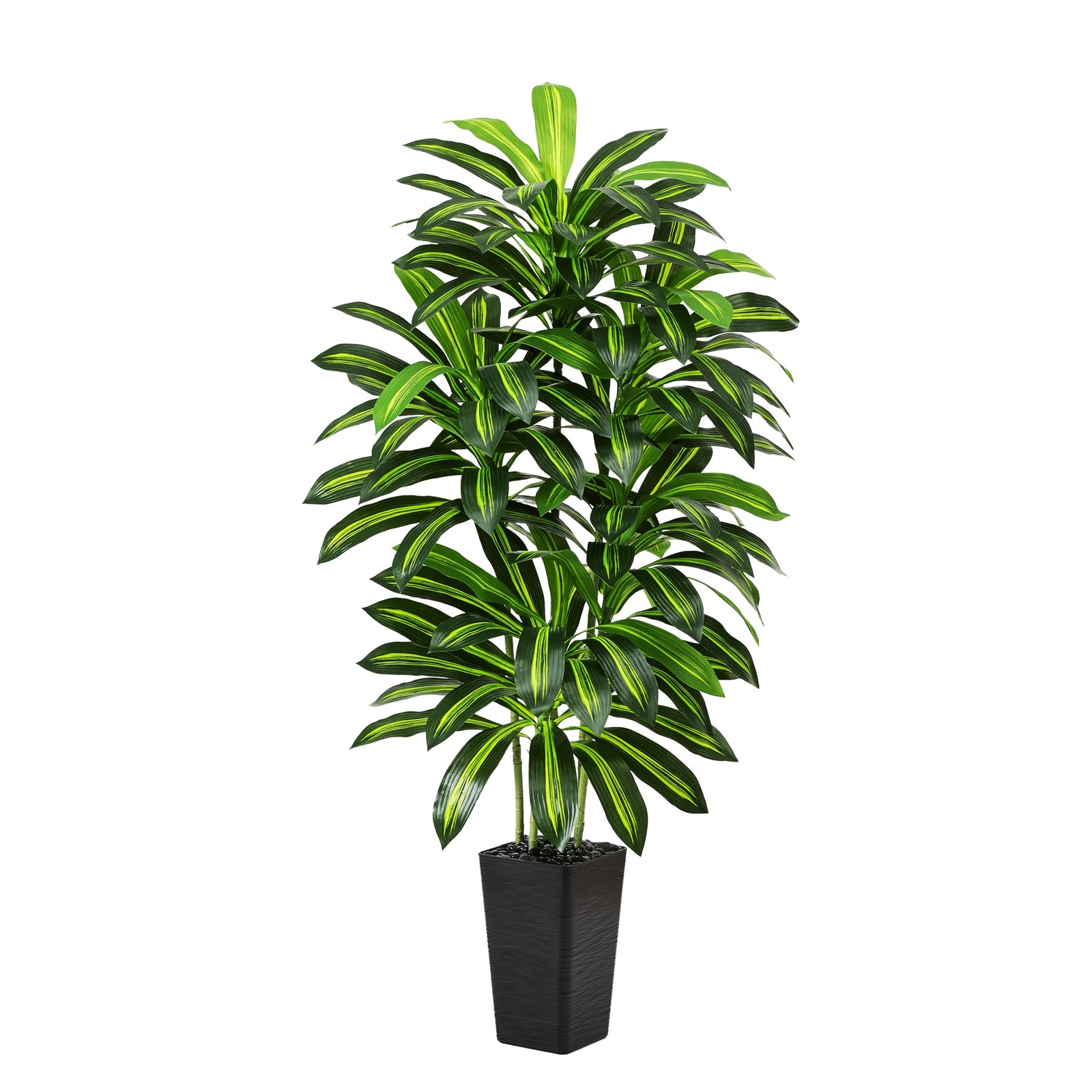 Artificial Dracaena Tree – 6FT Tall Fake Plants with Black Square Planter – A…