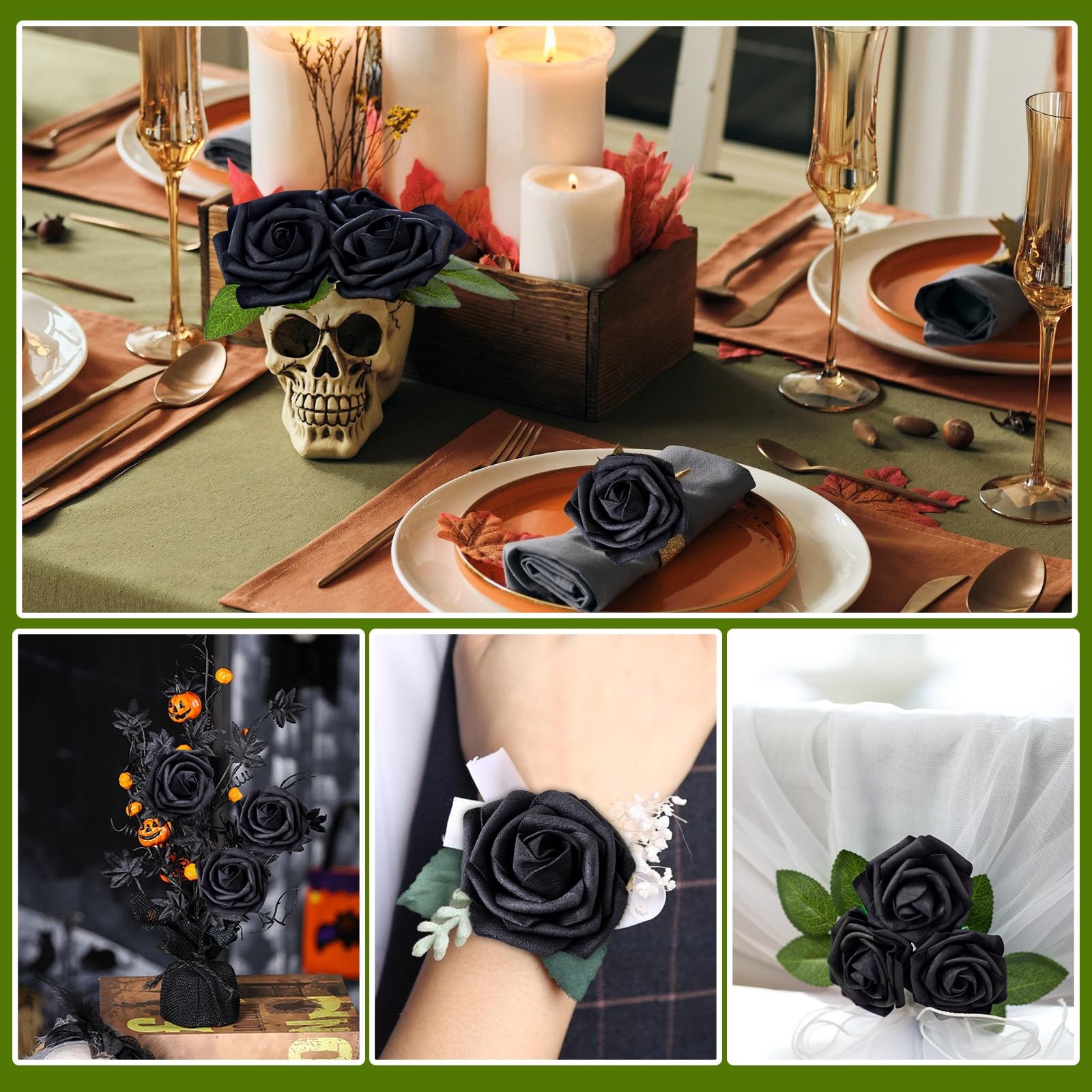 Fake Roses Artificial Flowers Real Look 25 Pcs Foam Fake Roses with Stems for…