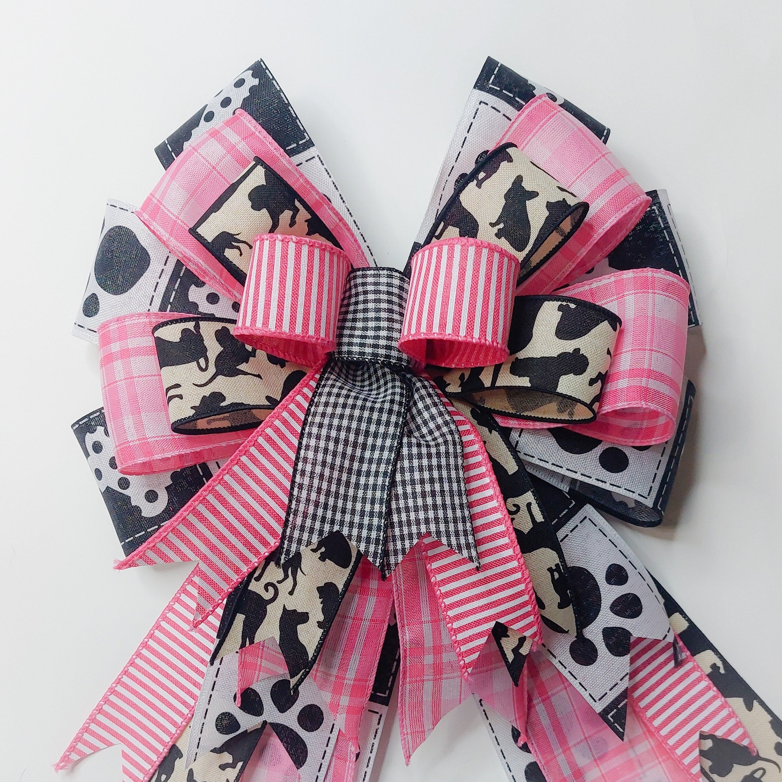 Pink Dog Wreath Bow