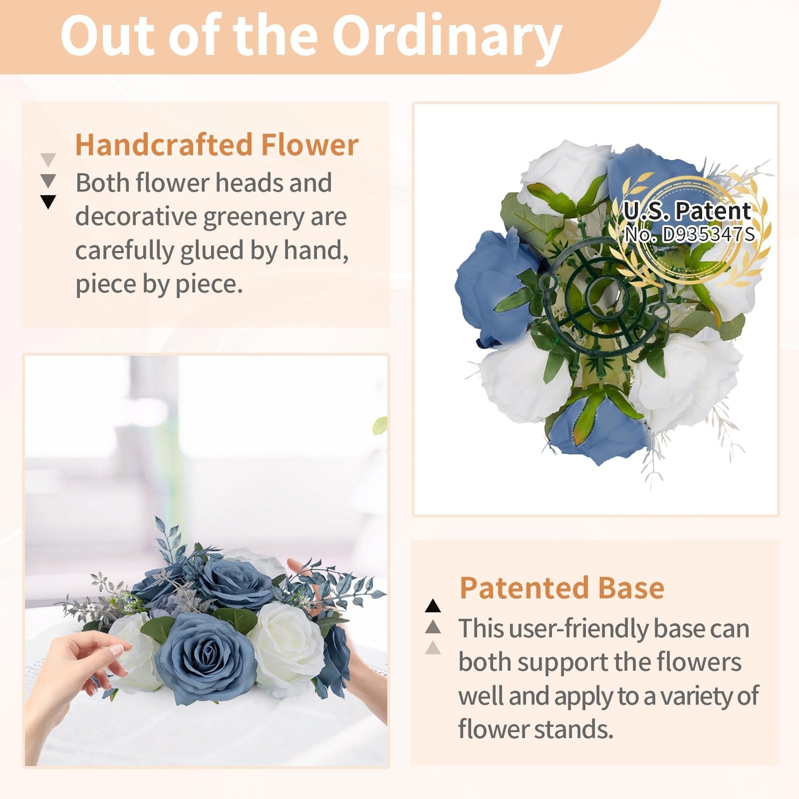 NUPTIO Flower Ball Arrangement Bouquet: 10 Pcs 9.4 inch Diameter Dusty Blue &…